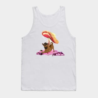 Cute little shihuahua pug with hat Tank Top